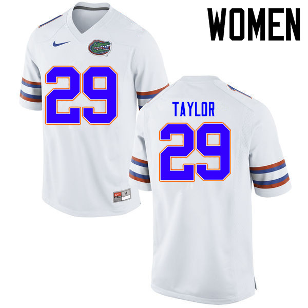 Women Florida Gators #29 Jeawon Taylor College Football Jerseys Sale-White